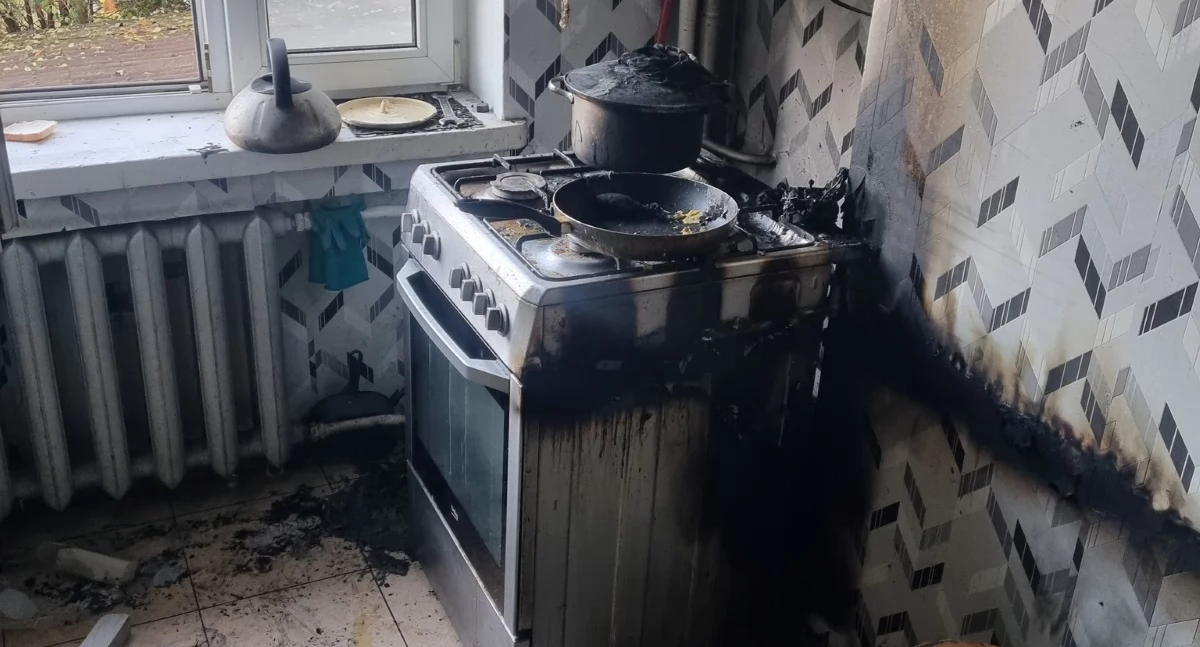 Pożar kuchni w domu jednorodzinnym w Nowych Pieścirogach (zdjęcie: KP PSP w Nowym Dworze Mazowieckim)