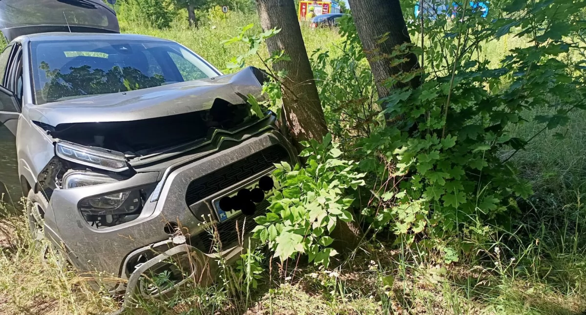 Kierująca autem osobowym zjechała z DK 62 i uderzyła w drzewo (fot. OSP Ratownictwo Wodne)