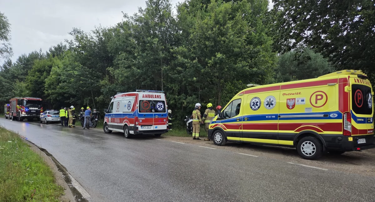 Wypadek z udziałem motocykla w Borkowie (fot. KP PSP w Nowym Dworze Mazowieckim)