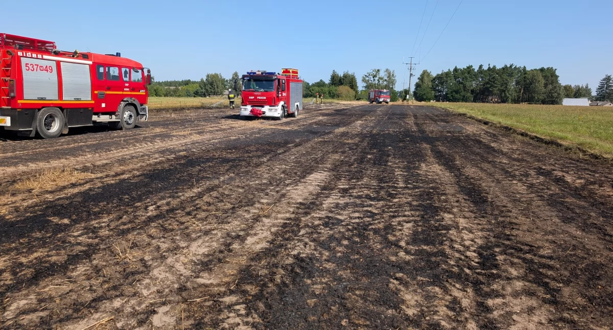 Pożar rżyska w Nunie (fot. KP PSP w Nowym Dworze Mazowieckim)