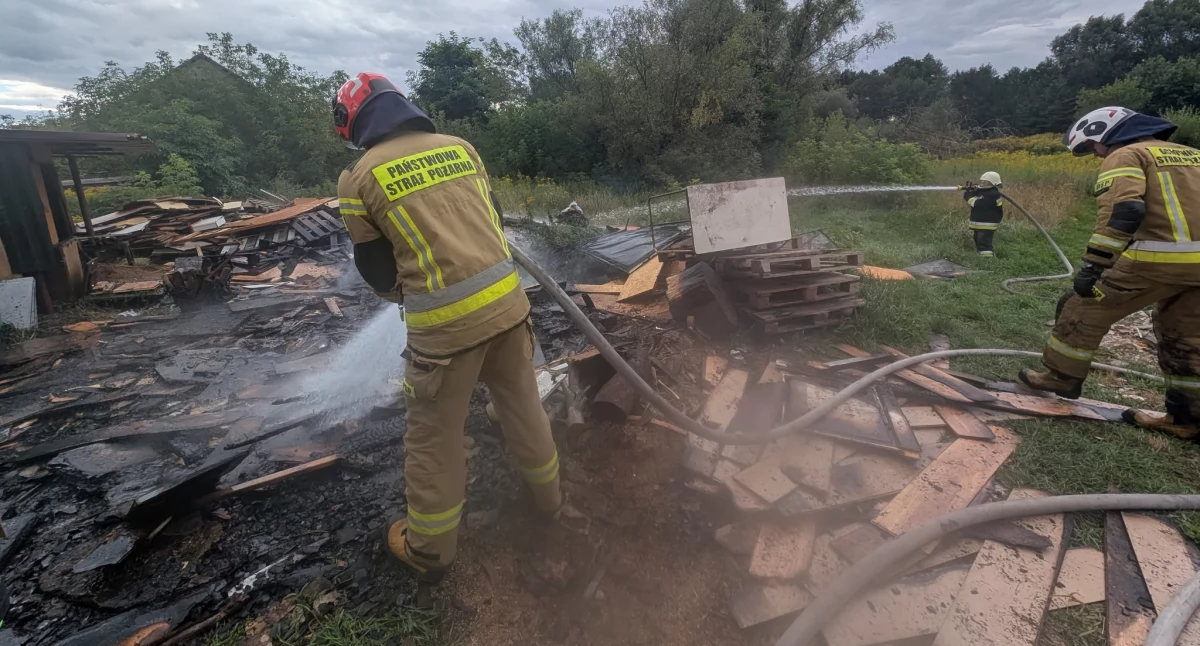 Pożar na posesji w Teofilach (fot. KP PSP w Nowym Dworze Mazowieckim)