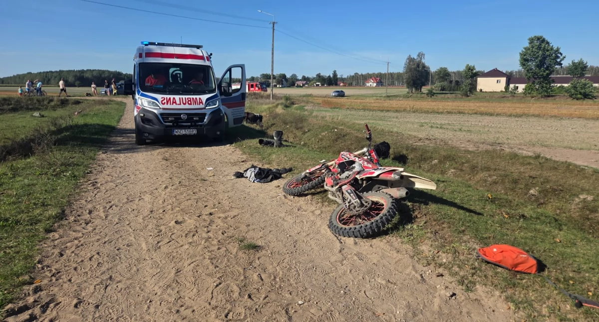 Zderzenie motocyklisty z krową (fot. KP PSP w Nowym Dworze Mazowieckim)