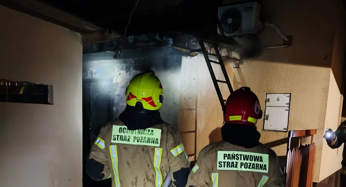 Pożar kotłowni w Goławicach Pierwszych (fot. KP PSP w Nowym Dworze Mazowieckim)