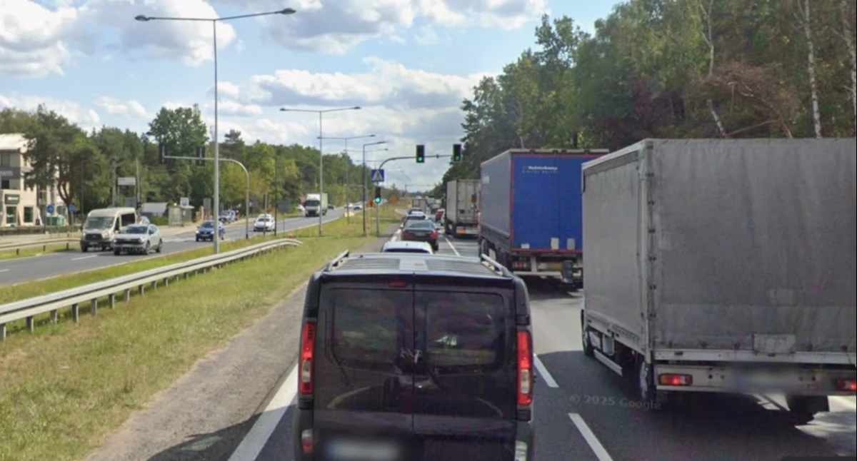 Trasa S7 w Łomiankach przed wjazdem do Warszawy (fot. Google Maps)