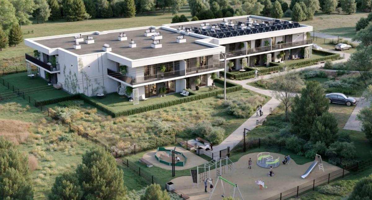 Wizualizacja budynku wielorodzinnego w Chrcynnie w ramach SIM (fot. SIM KZN Mazowsze Centrum)